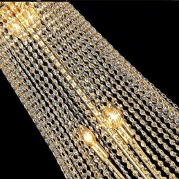 Elegante lustre de cristal europeu pendente luz longa lustre suspenso duplex escada