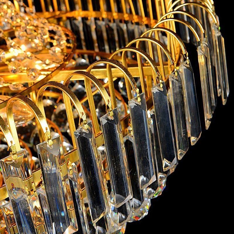 Elegante lustre de cristal europeu pendente luz longa lustre suspenso duplex escada