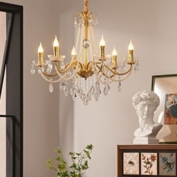 Luminária pendente de cristal americana estilo country, luminária de teto criativa com arte em ferro