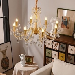 Luminária pendente de cristal americana estilo country, luminária de teto criativa com arte em ferro