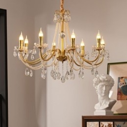 Luminária pendente de cristal americana estilo country, luminária de teto criativa com arte em ferro