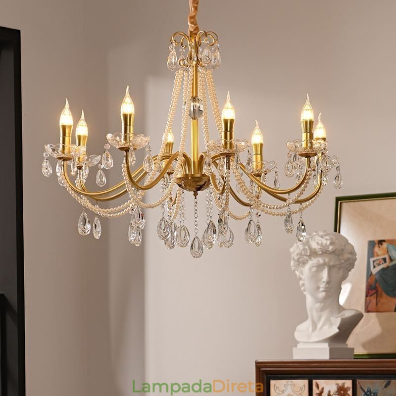 Luminária pendente de cristal americana estilo country, luminária de teto criativa com arte em ferro