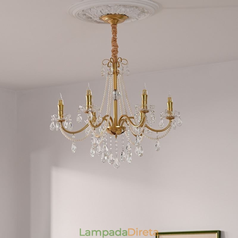 Luminária pendente de cristal americana estilo country, luminária de teto criativa com arte em ferro
