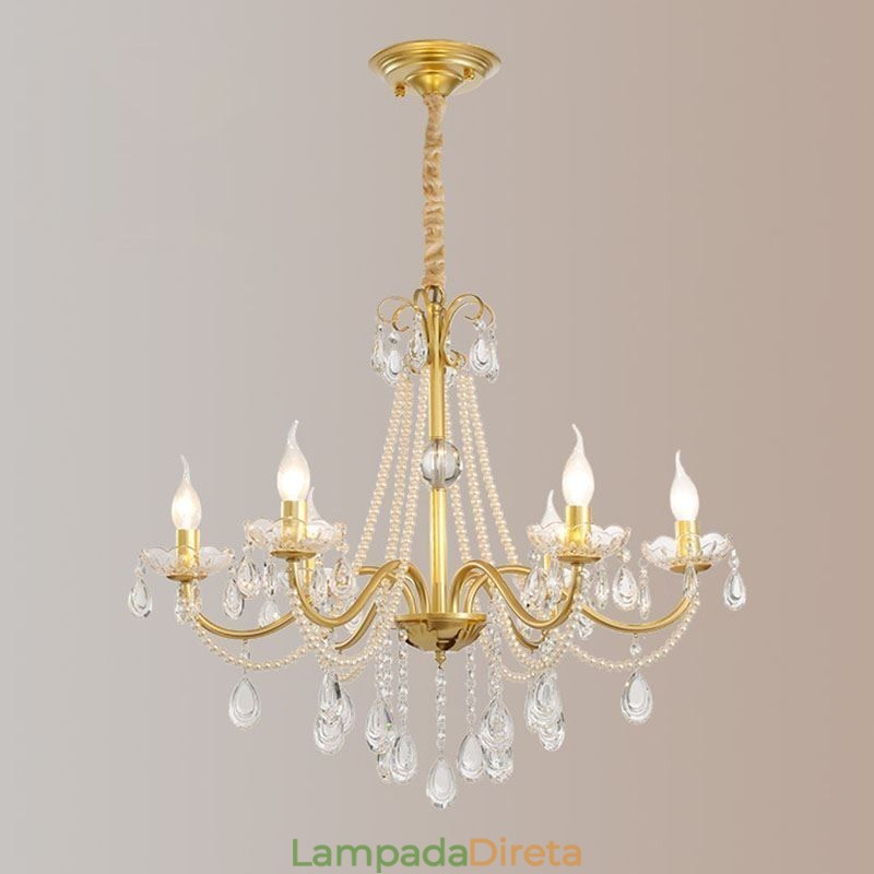 Luminária pendente de cristal americana estilo country, luminária de teto criativa com arte em ferro