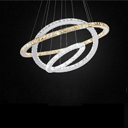 Luminárias pendentes âmbar e cristal K9 transparente Lustre de iluminação com 3 anéis
