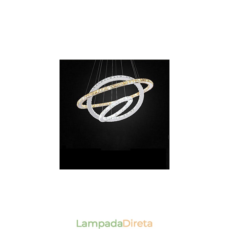 Luminárias pendentes âmbar e cristal K9 transparente Lustre de iluminação com 3 anéis