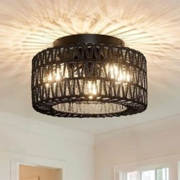 Luminária de teto estilo country embutida americana com gaiola trançada