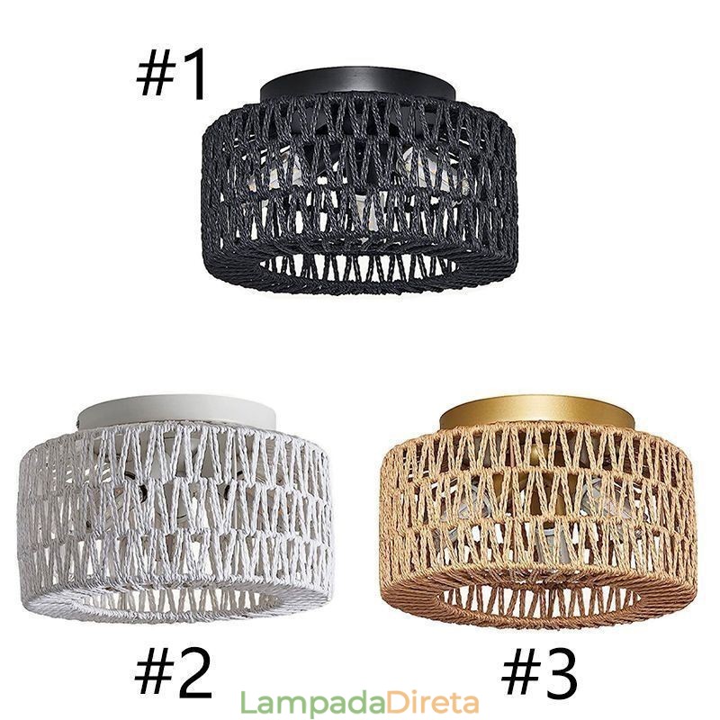 Luminária de teto estilo country embutida americana com gaiola trançada