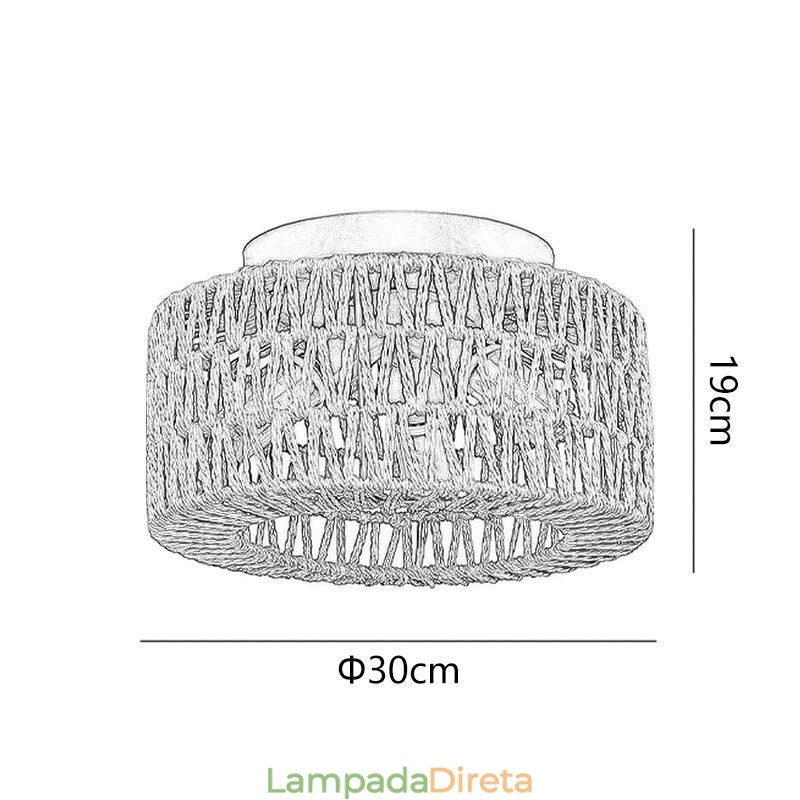 Luminária de teto estilo country embutida americana com gaiola trançada