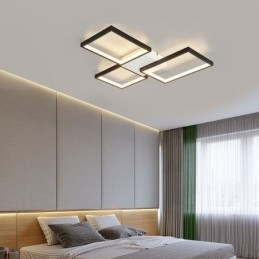Luminária de teto quadrada minimalista embutida de 3 níveis com controle remoto de 60 W