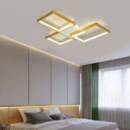Luminária de teto quadrada minimalista embutida de 3 níveis com controle remoto de 60 W