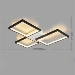 Luminária de teto quadrada minimalista embutida de 3 níveis com controle remoto de 60 W