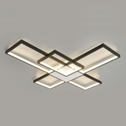 Luminária de teto minimalista embutida com cinco quadrados, ajustável continuamente e com controle remoto de 92 W