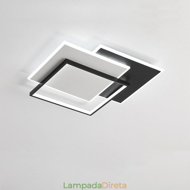 Luminária de teto quadrada acrílica minimalista embutida 40 50 cm