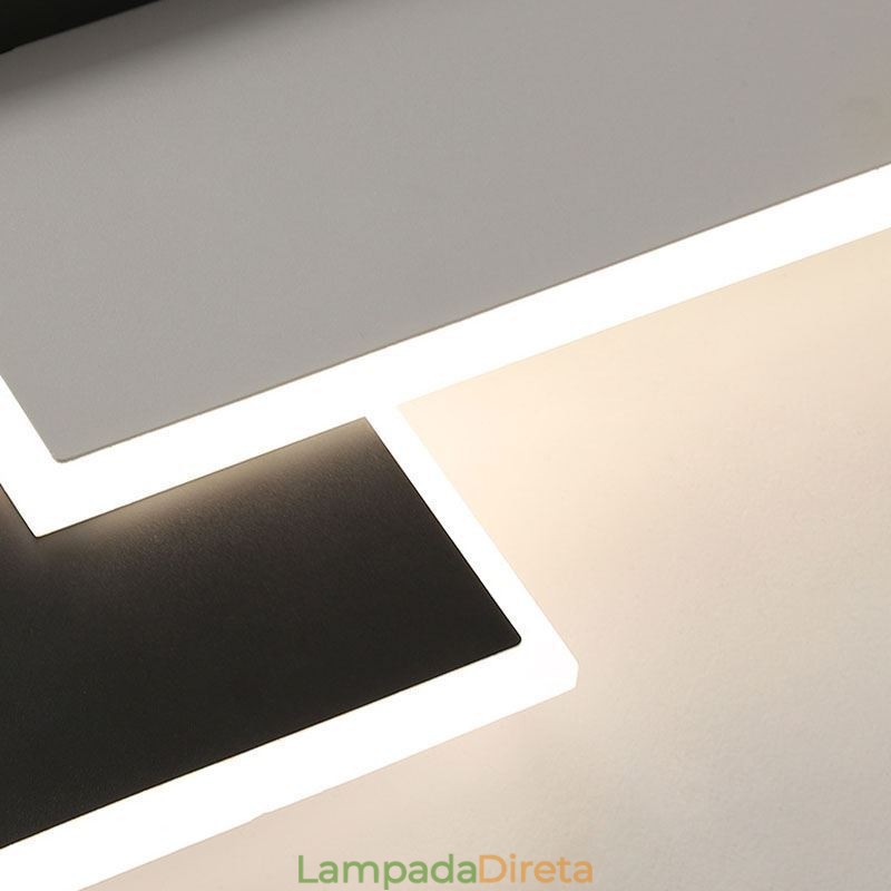 Luminária de teto quadrada acrílica minimalista embutida 40 50 cm