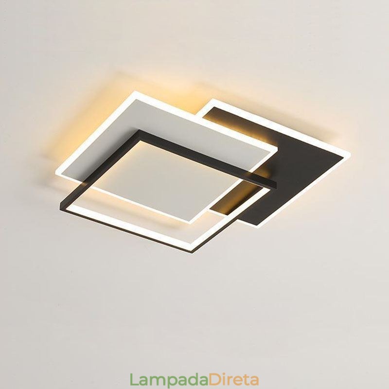 Luminária de teto quadrada acrílica minimalista embutida 40 50 cm