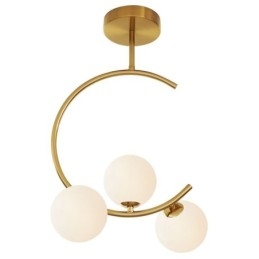 Luminária de teto moderna e simples embutida de três cabeças em vidro branco leitoso G9 5W