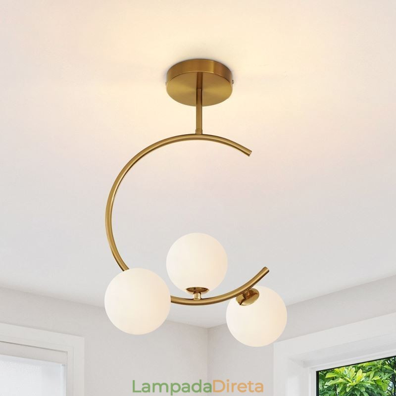 Luminária de teto moderna e simples embutida de três cabeças em vidro branco leitoso G9 5W