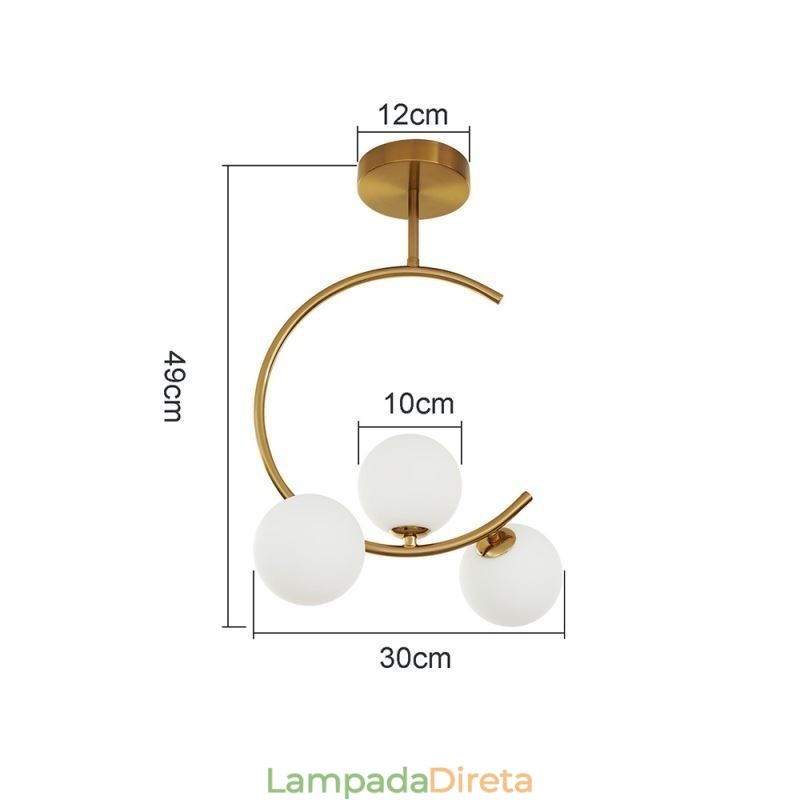 Luminária de teto moderna e simples embutida de três cabeças em vidro branco leitoso G9 5W