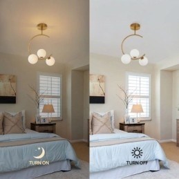 Luminária de teto moderna e simples embutida de três cabeças em vidro branco leitoso G9 5W