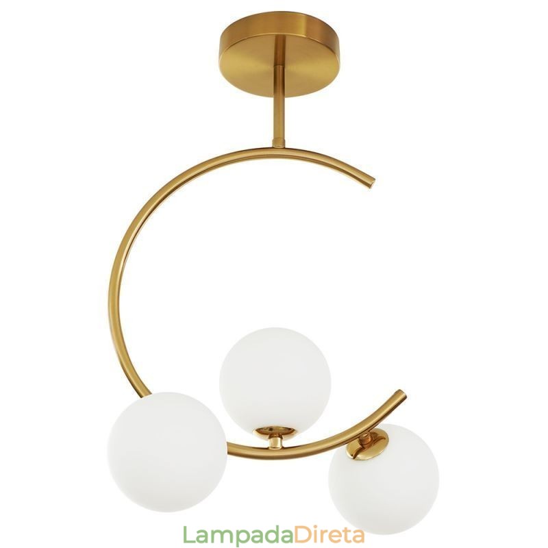 Luminária de teto moderna e simples embutida de três cabeças em vidro branco leitoso G9 5W