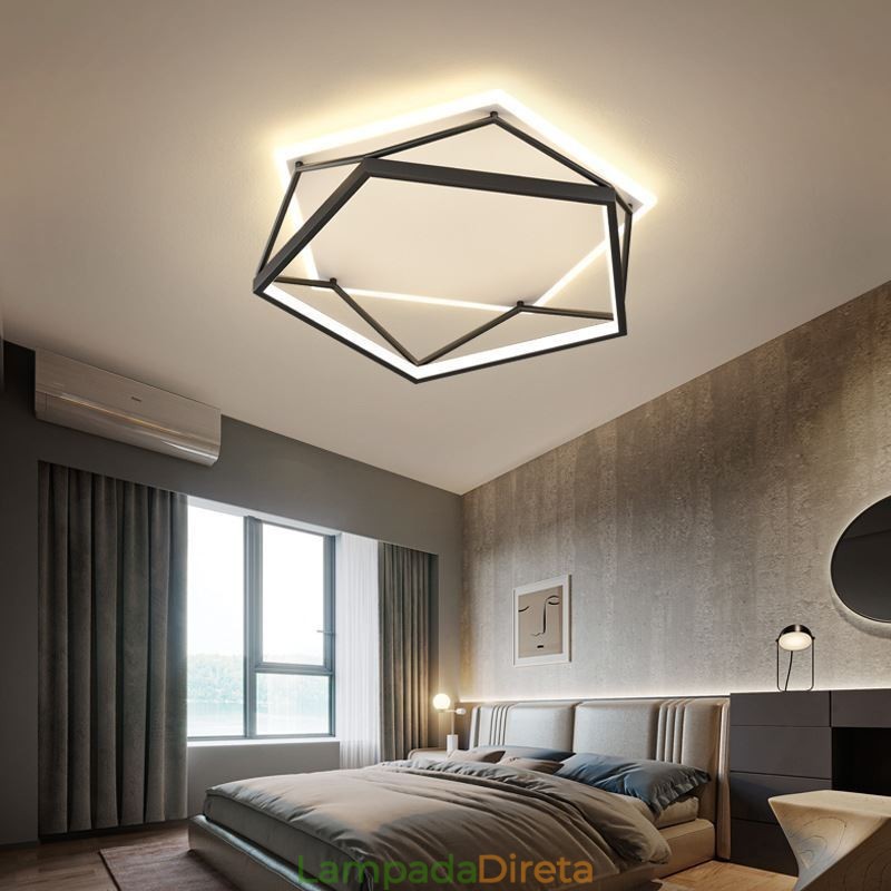 Luminária de teto tridimensional oca embutida 55cm