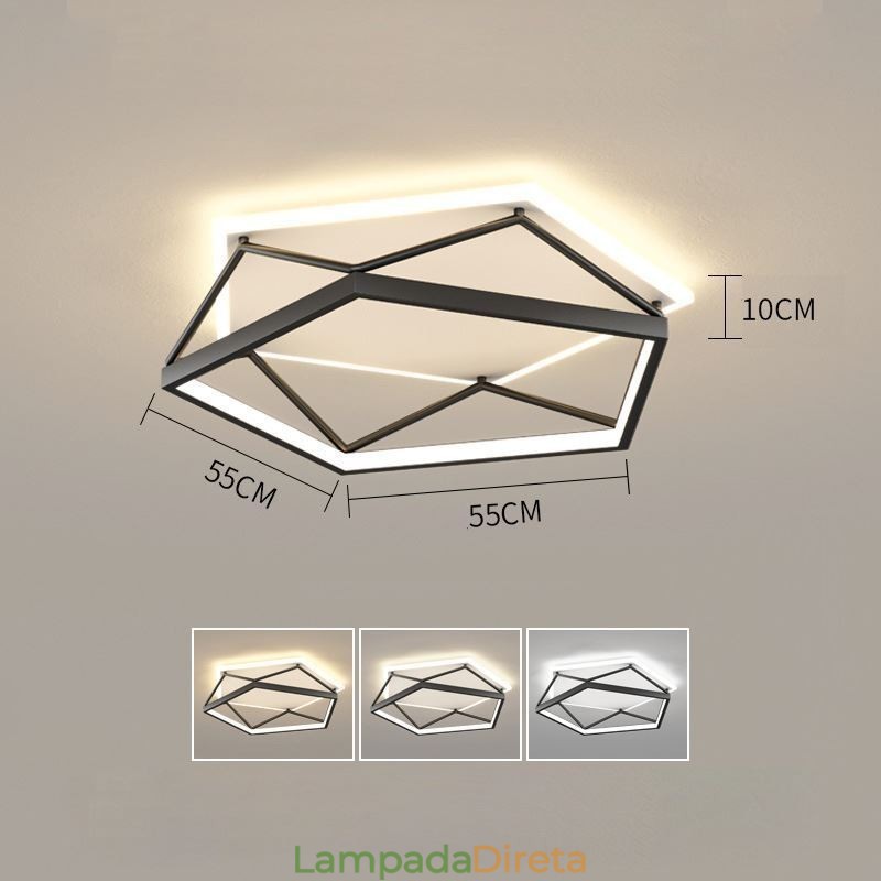 Luminária de teto tridimensional oca embutida 55cm