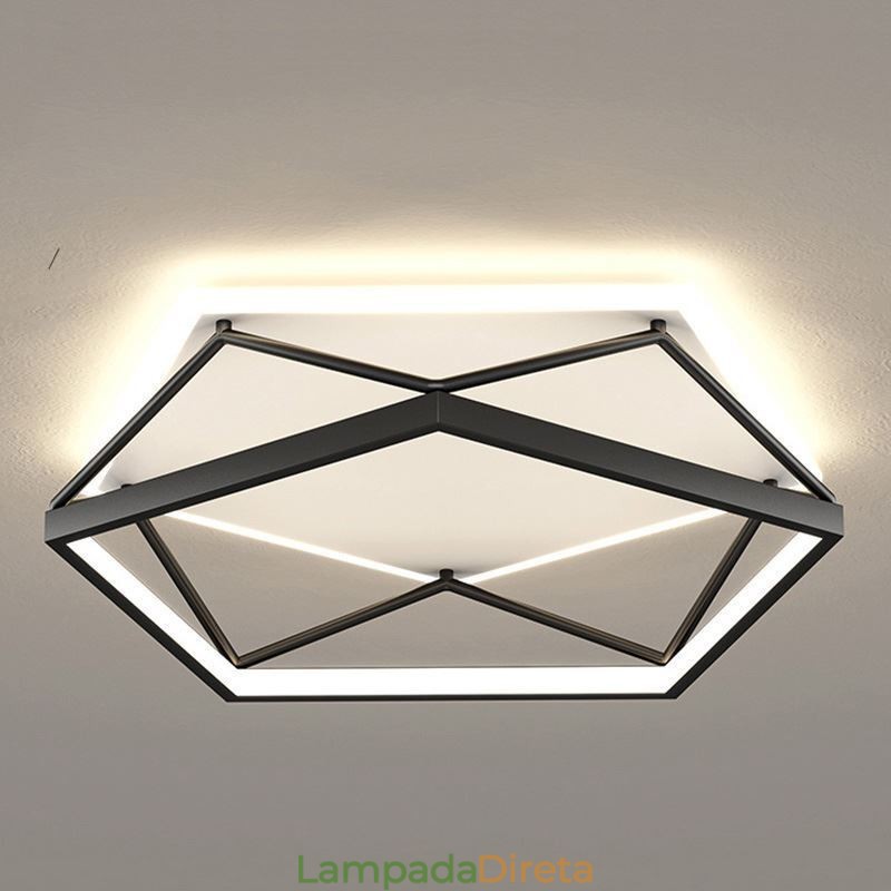 Luminária de teto tridimensional oca embutida 55cm