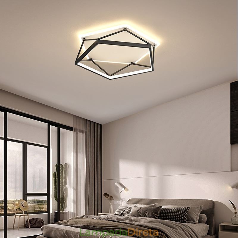 Luminária de teto tridimensional oca embutida 55cm