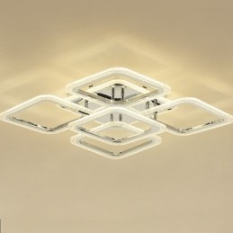 Luminária de teto quadrada em acrílico cromado embutida com 5 luzes