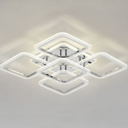 Luminária de teto quadrada em acrílico cromado embutida com 5 luzes