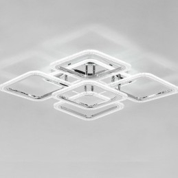 Luminária de teto quadrada em acrílico cromado embutida com 5 luzes