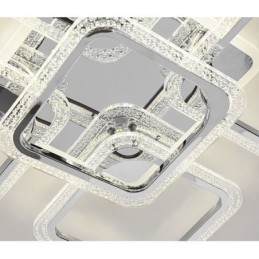 Luminária de teto quadrada em acrílico cromado embutida com 5 luzes