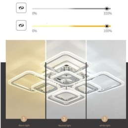 Luminária de teto quadrada acrílica embutida cromada com 8 luzes