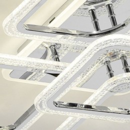 Luminária de teto quadrada acrílica embutida cromada com 8 luzes