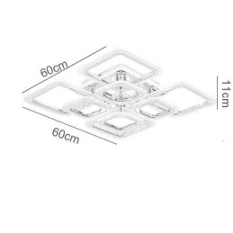 Luminária de teto quadrada acrílica embutida cromada com 8 luzes