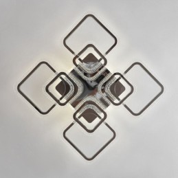 Luminária de teto quadrada acrílica embutida cromada com 8 luzes