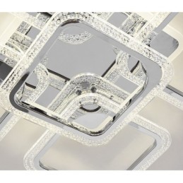 Luminária de teto quadrada acrílica embutida cromada com 8 luzes