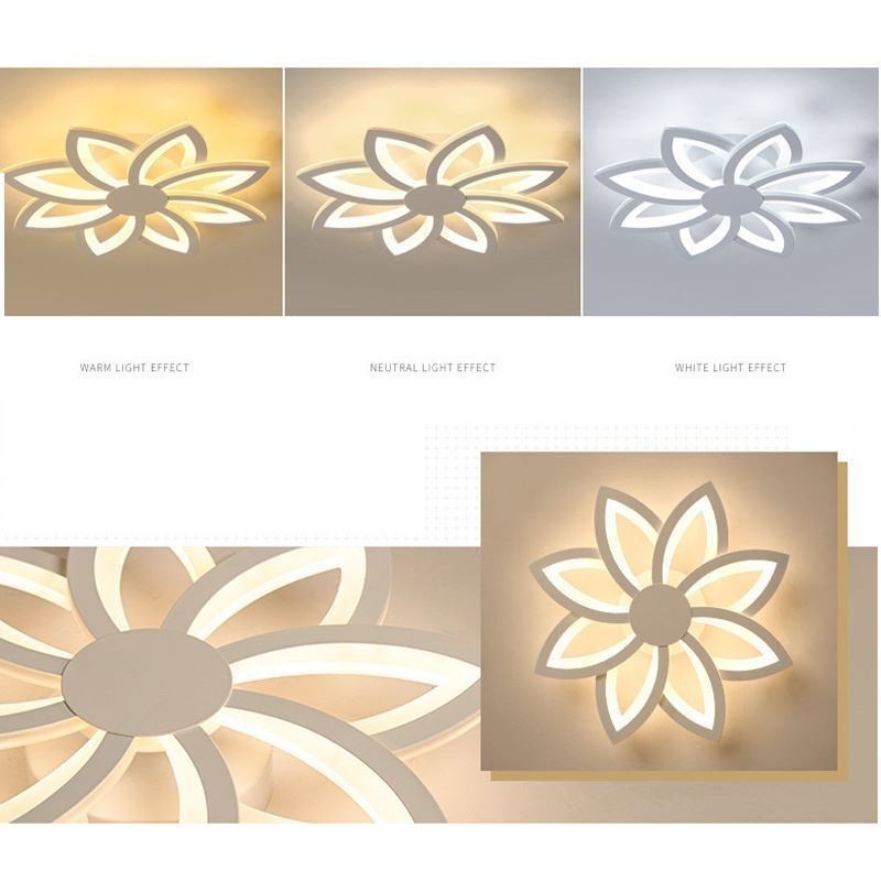 Luminária de teto em acrílico com flor atraente e montagem embutida de 55 cm
