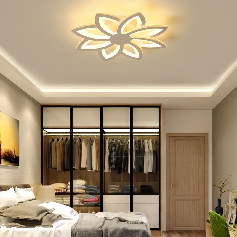 Luminária de teto em acrílico com flor atraente e montagem embutida de 55 cm