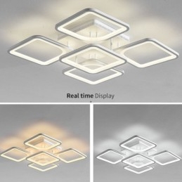 Luminária de teto quadrada acrílica branca embutida 5 luzes 8 luzes