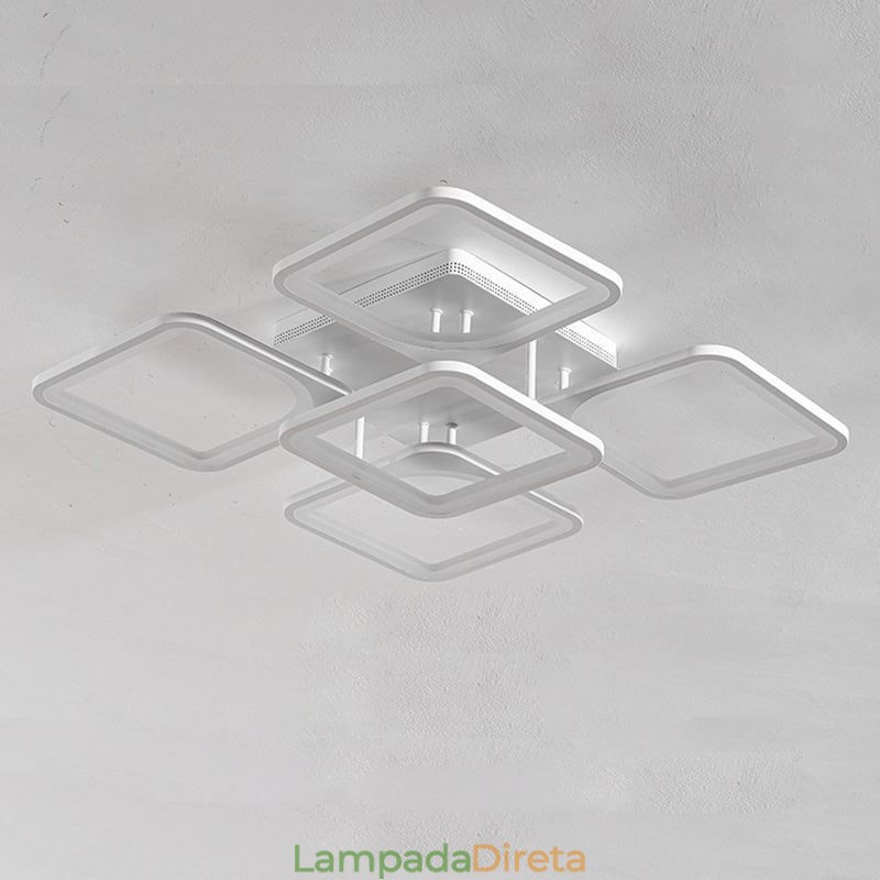 Luminária de teto quadrada acrílica branca embutida 5 luzes 8 luzes