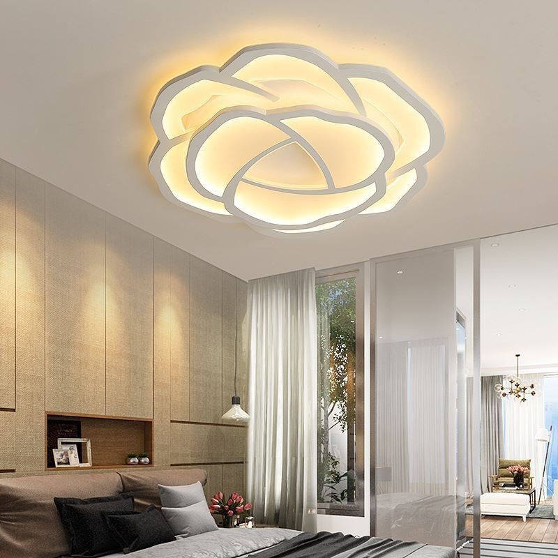 Luminária de teto em acrílico rosa simples moderna de montagem embutida 52 cm