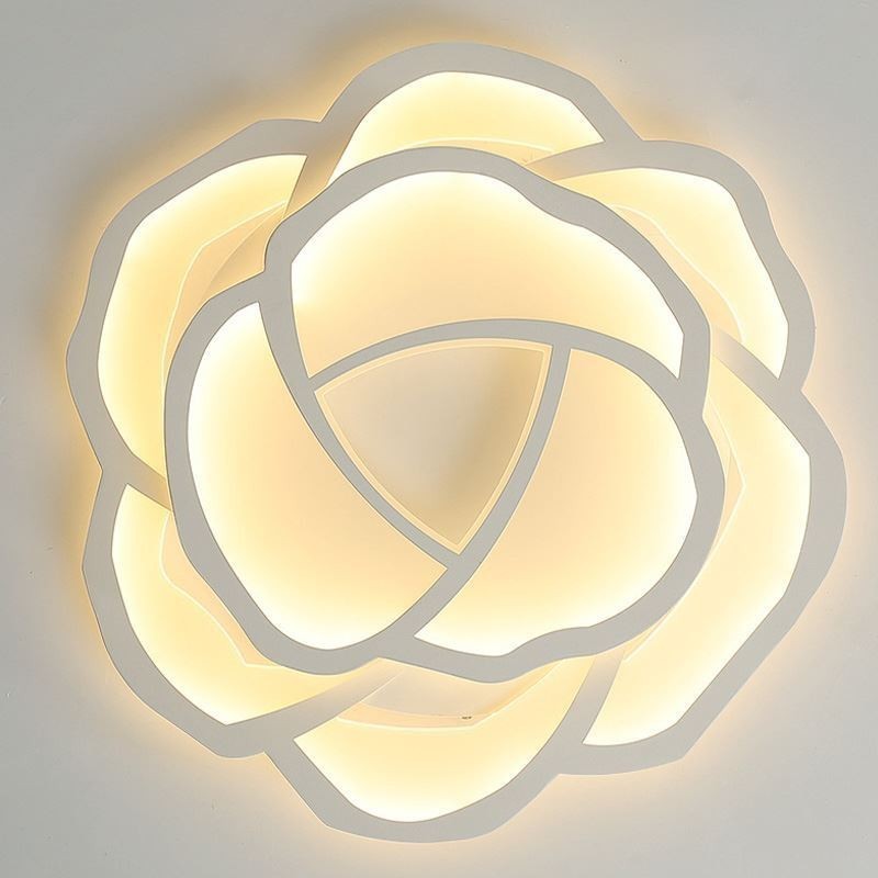 Luminária de teto em acrílico rosa simples moderna de montagem embutida 52 cm
