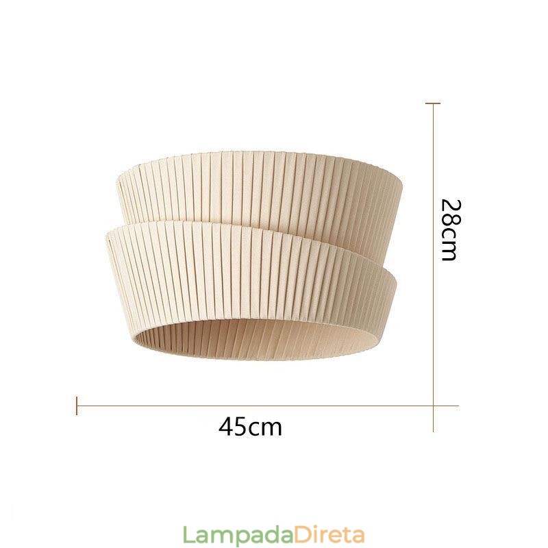 Abajur de teto estilo creme francês Wabi Sabi com abajur de tecido de camada dupla embutido