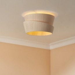 Abajur de teto estilo creme francês Wabi Sabi com abajur de tecido de camada dupla embutido