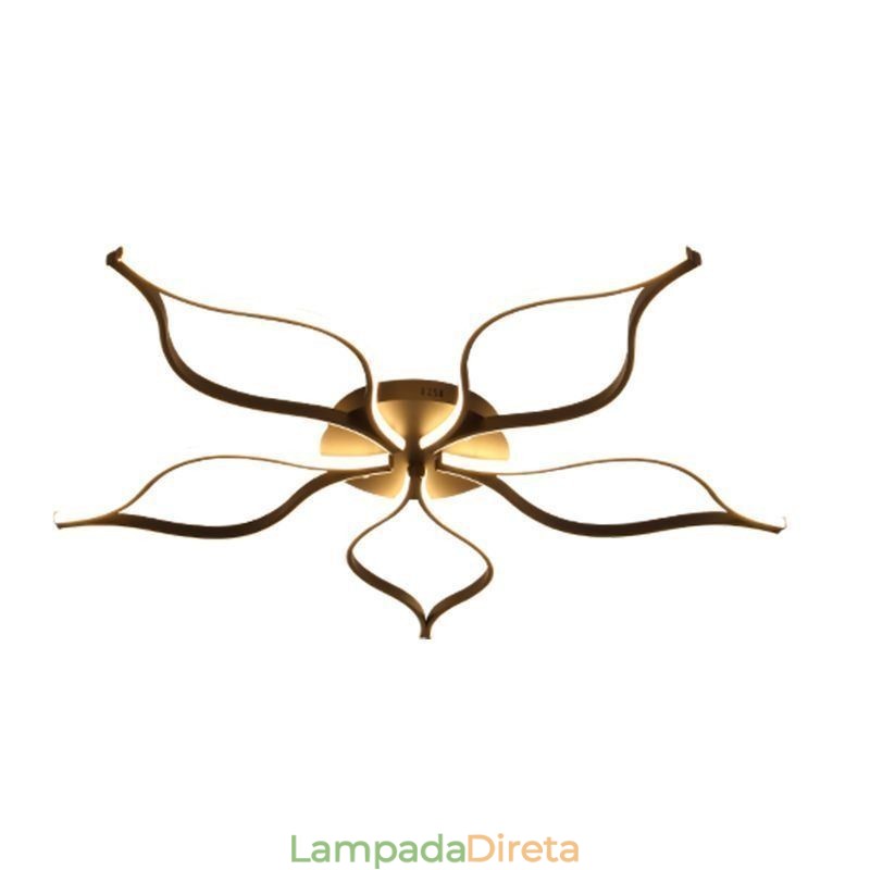 Luminária de teto minimalista com cinco folhas e flor embutida