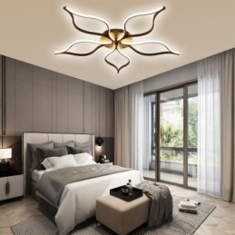 Luminária de teto minimalista com cinco folhas e flor embutida