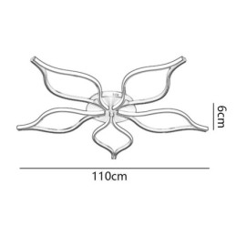 Luminária de teto minimalista com cinco folhas e flor embutida