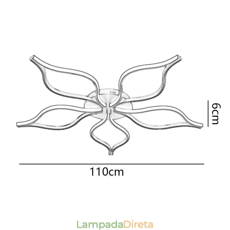 Luminária de teto minimalista com cinco folhas e flor embutida